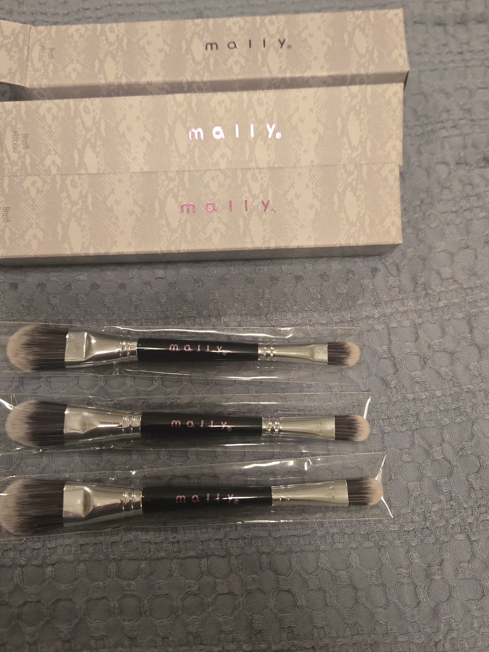 Mally Beauty Dual-Ended Eye & Face Brush 3 Piece Set in Black